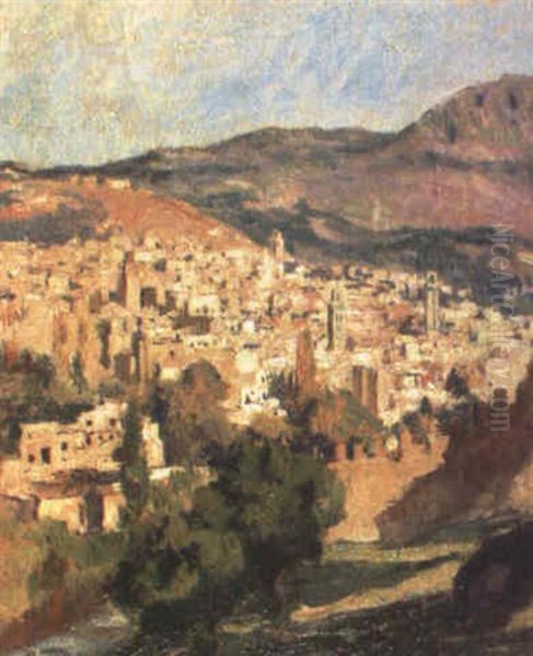 Pueblo Norteafricano Oil Painting by Mariano Bertuchi