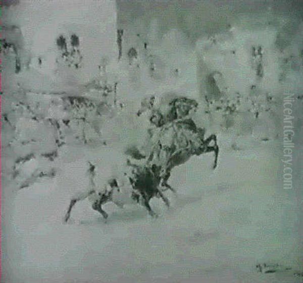 Lance Medieval Oil Painting by Mariano Bertuchi