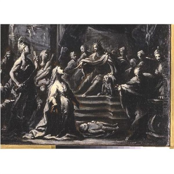 The Judgment Of Solomon Oil Painting by NIcola Bertuzzi