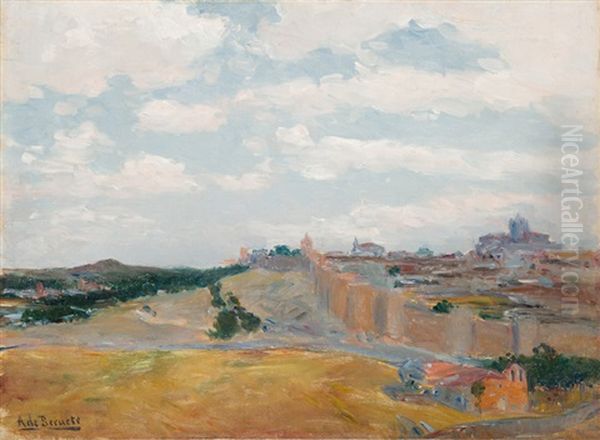 Avila, Vista Desde Los Cuatro Postes Oil Painting by Aureliano De Beruete