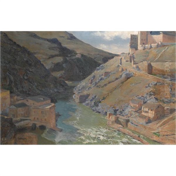 El Tajo, Toledo (the River Tajo, Toledo) Oil Painting by Aureliano De Beruete