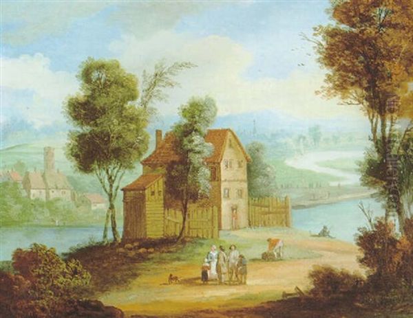 Sommerlandschaft Mit Haus Am Flus Oil Painting by Balthasar Beschey