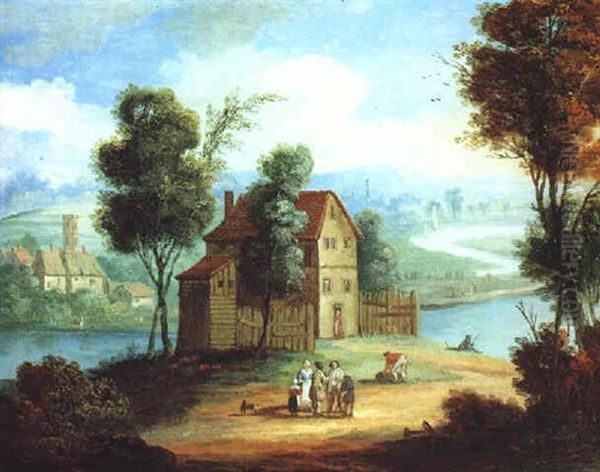 Sommerlandschaft Mit Haus Am Flus Oil Painting by Balthasar Beschey