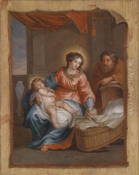 Ein Trompe-l'oeil Mit Der Heiligen Familie Oil Painting by Jacob Andries Beschey
