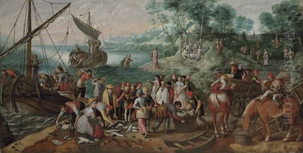 The Miraculous Draught Of Fishes Oil Painting by Joachim Beuckelaer