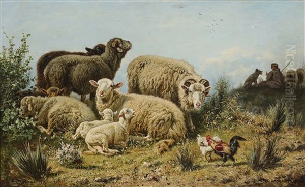 Rest In The Meadow Oil Painting by Henri De Beul