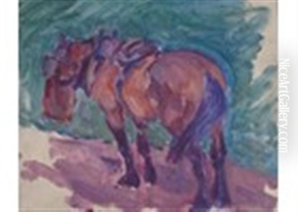Nosebag At Noon Oil Painting by Robert Polhill Bevan