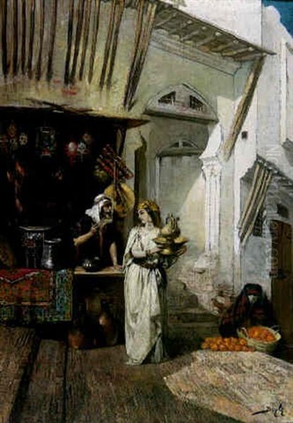 Un Bazar, A La Casbah, Alger Oil Painting by Pierre-Marie Beyle