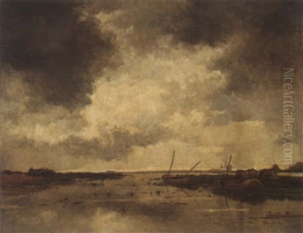 Polder Landscape Oil Painting by Julia Mathilda Anna Catharina (Tilly) van Beyma