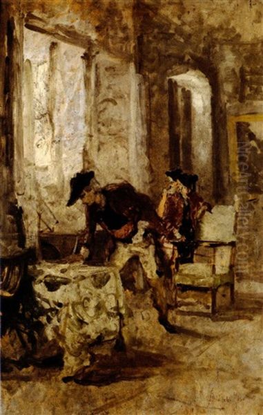 Prima Del Duello Oil Painting by Mose di Giosue Bianchi