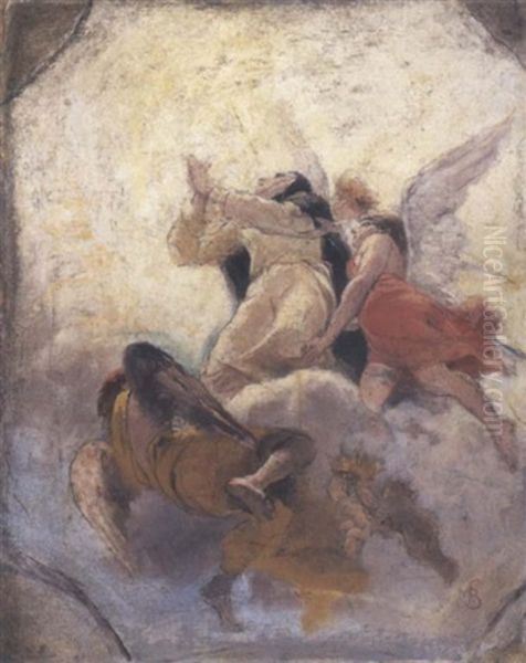 Studio Per Affresco Oil Painting by Mose di Giosue Bianchi