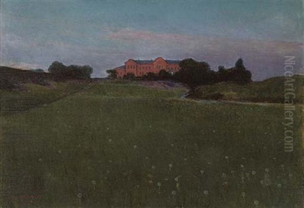 Ang Vid Solnedgang - Meadow At Sunset Oil Painting by Arthur Bianchini