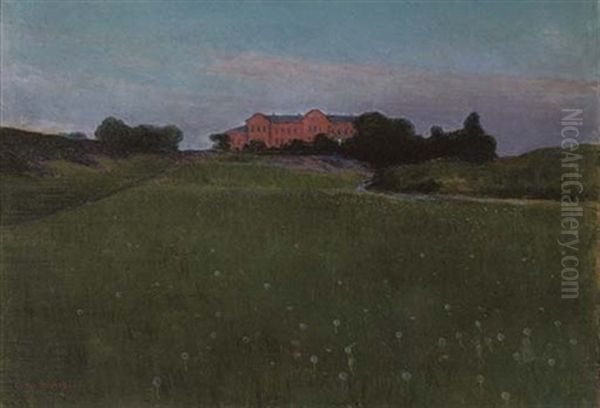 A Stockholm Country House Bathed In The Evening Sun Oil Painting by Arthur Bianchini