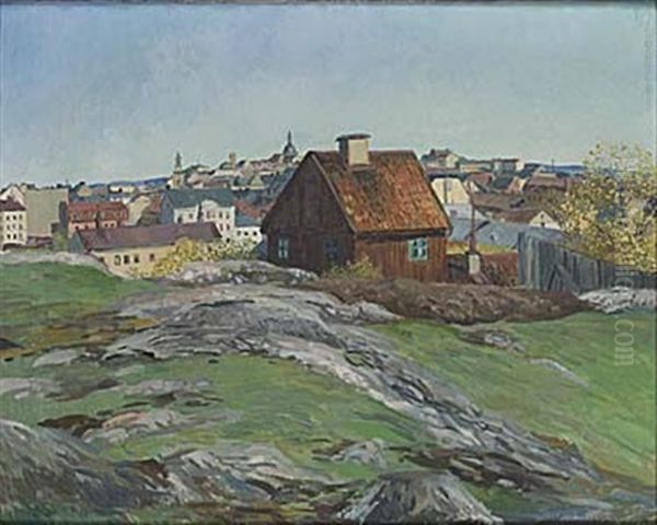 Vy Over Stockholm Fran Soder Oil Painting by Arthur Bianchini