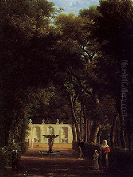 Villa Borghese, Rome Oil Painting by Jean Joseph Xavier Bidault
