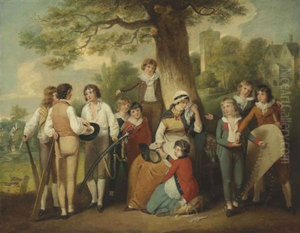 Generous Schoolboys (the Collection For A Soldier's Widow) Oil Painting by William Redmore Bigg