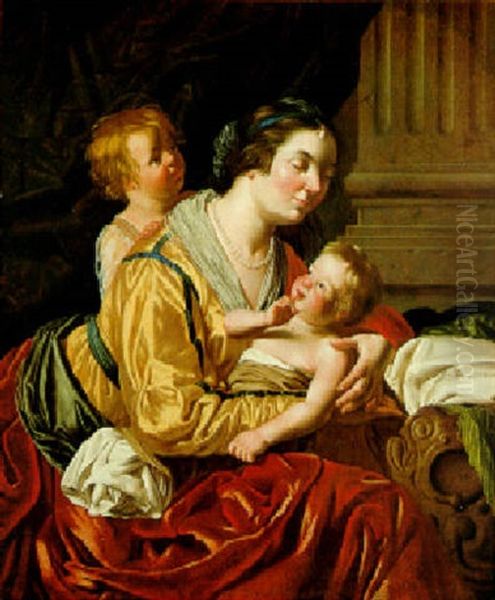 Mutter Mit Zwei Kindern Oil Painting by Jan Van Bijlert