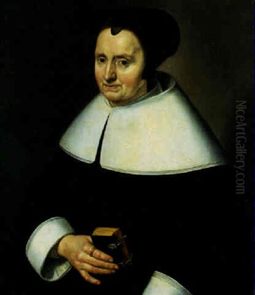 Portrait De Femme Tenant Son Livre De Prieres Oil Painting by Jan Van Bijlert