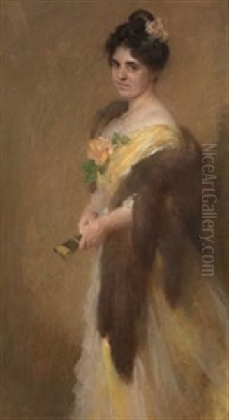 Retrato De Dama Con Abanico Oil Painting by Gonzalo Bilbao Martinez