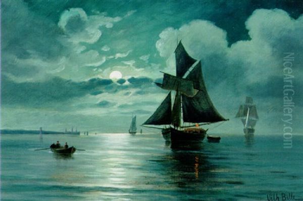 Maneskinsaften Ved Kronborg Oil Painting by Vilhelm Victor Bille