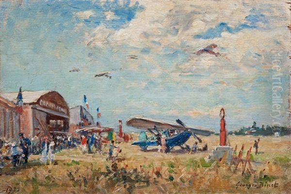 Aerodrome De Octeville, Normandie Oil Painting by Georges Jules Ernest Binet