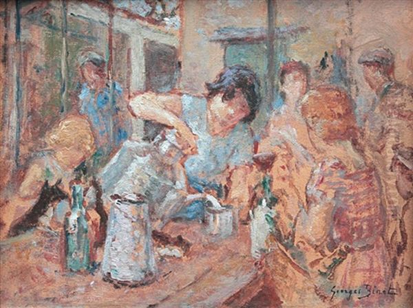 La Laitiere Dans La Maison Blanche A Villequier En Normandie Oil Painting by Georges Jules Ernest Binet