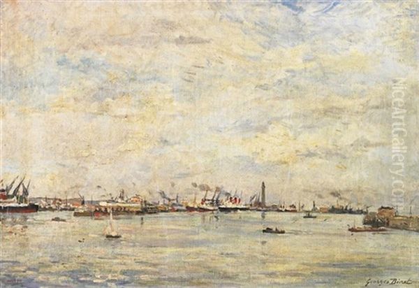 Le Havre. Blick Auf Die Hafenanlage Oil Painting by Georges Binet