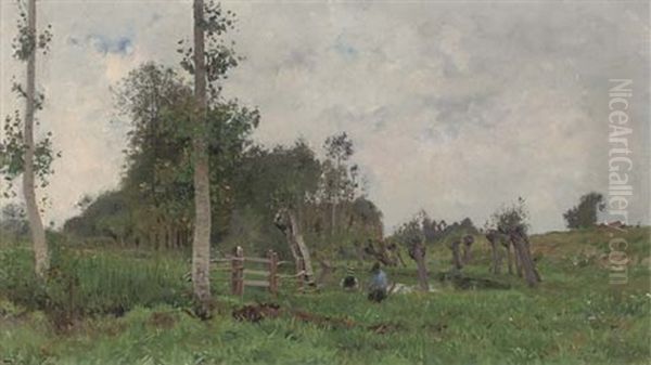 A Cloudy Summer's Day By The Lake Oil Painting by Victor Binet