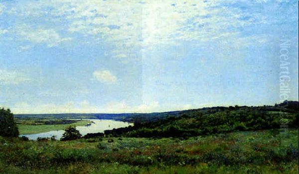 A Lush River Landscape Oil Painting by Victor Binet