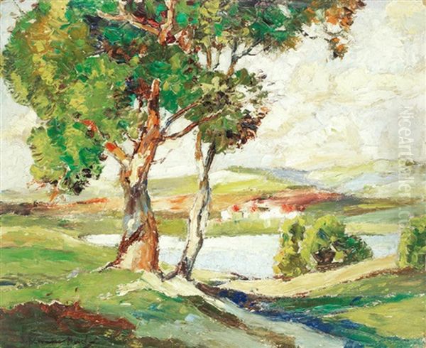 Wiltshire Landscape Oil Painting by Samuel John Lamorna Birch