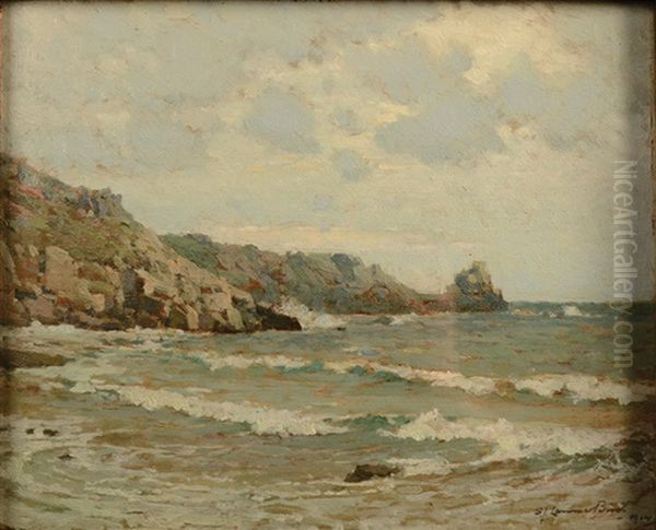Pedn Vounder And Logan Rock Oil Painting by Samuel John Lamorna Birch