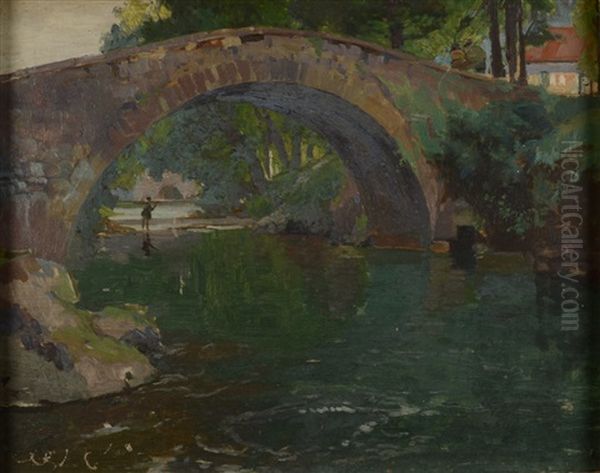 River Fisherman Oil Painting by Samuel John Lamorna Birch