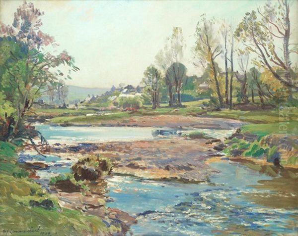 The Barle At Withy Pool, Somerset Oil Painting by Samuel John Lamorna Birch