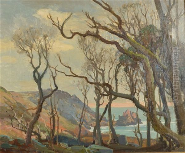 Carn Boscawen From St Loy Woods Oil Painting by Samuel John Lamorna Birch