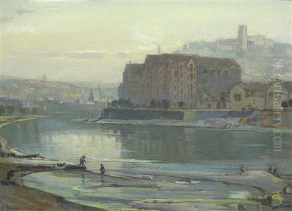 Old Lancaster Oil Painting by Samuel John Lamorna Birch