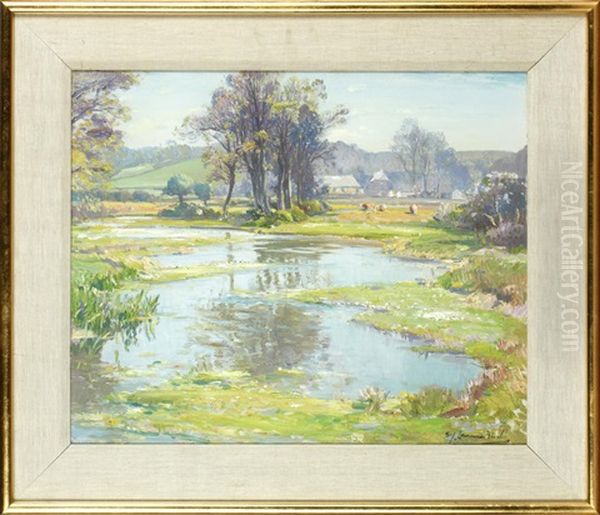 Water Meadows, May Morning On The Pang Oil Painting by Samuel John Lamorna Birch