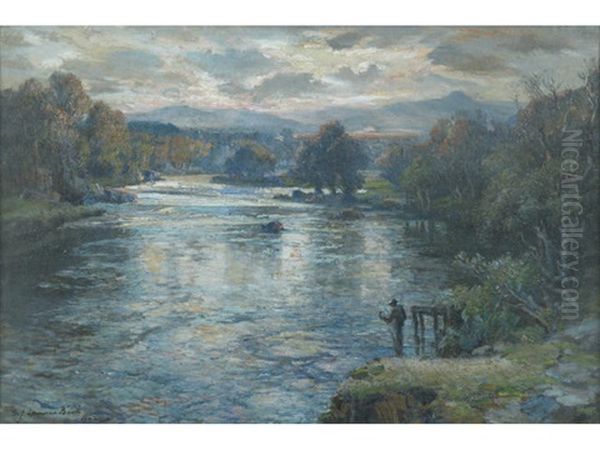 The Westering Sun On The River Don, Yorkshire Oil Painting by Samuel John Lamorna Birch