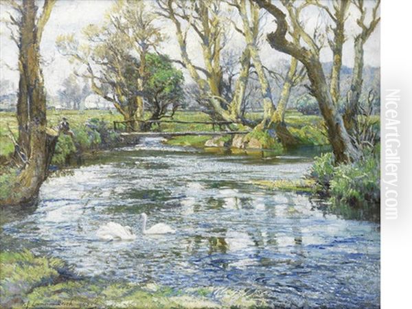 April Singing The Buds Of May Oil Painting by Samuel John Lamorna Birch