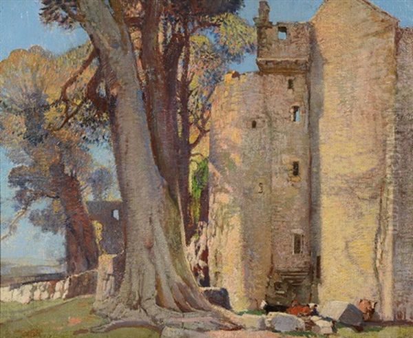 Still Noon, Pitsligo Castle, Aberdeenshire Oil Painting by Samuel John Lamorna Birch