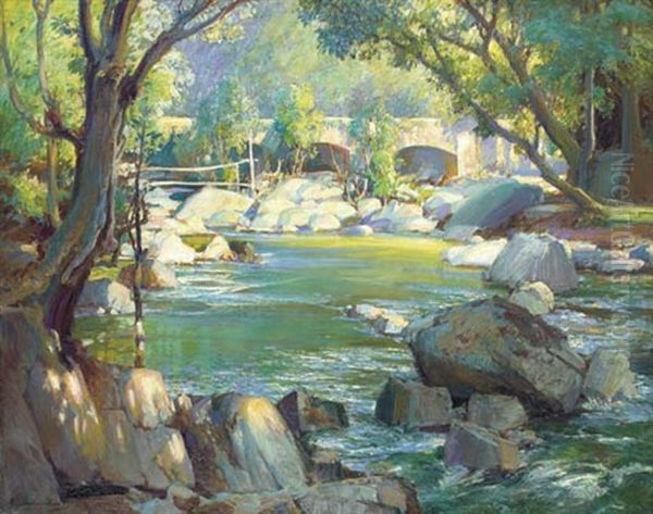 June Morning, Shaugh Bridge, Devon Oil Painting by Samuel John Lamorna Birch