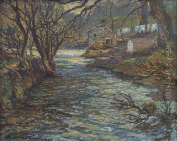 Down-falling Stream Lamorna Oil Painting by Samuel John Lamorna Birch