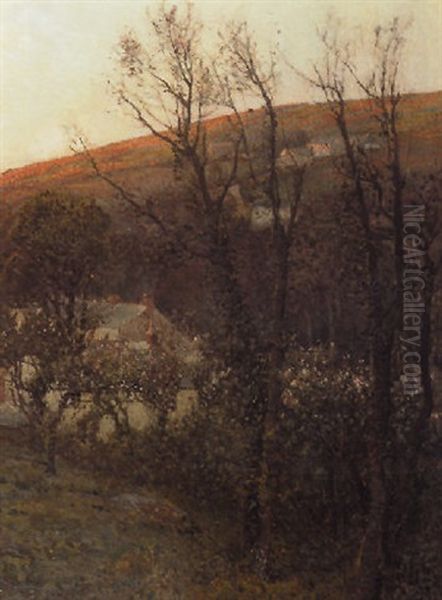 View From The Garden At Cliff House, Lamorna Oil Painting by Samuel John Lamorna Birch