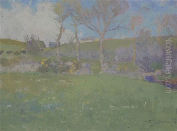 A Stream In A Summer Landscape Oil Painting by Samuel John Lamorna Birch