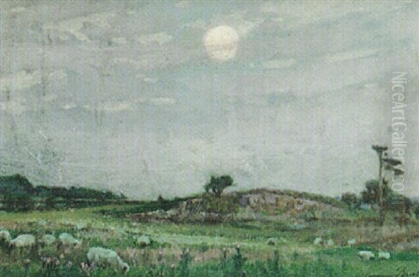 Early Moonrise Oil Painting by Samuel John Lamorna Birch