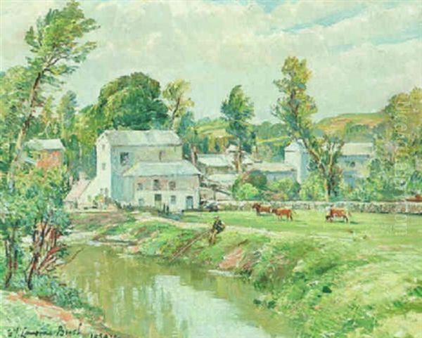 Fishing By Old Mill, Carharrach, Hayle Oil Painting by Samuel John Lamorna Birch