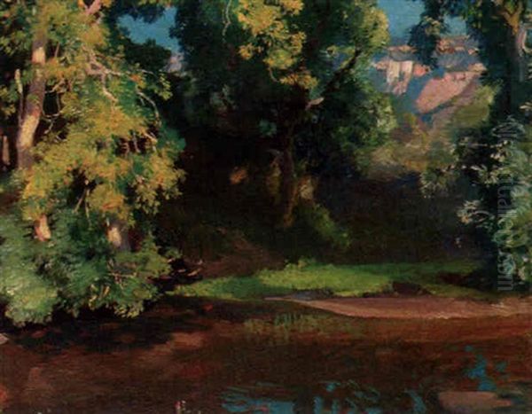 Rocky Pool Oil Painting by Samuel John Lamorna Birch