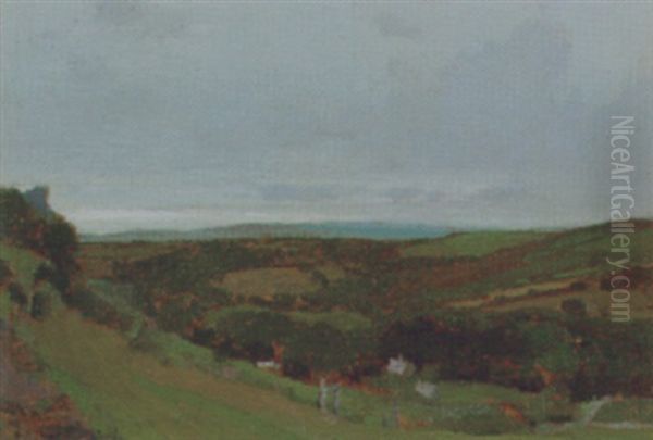 The Green Valley, Evening Oil Painting by Samuel John Lamorna Birch