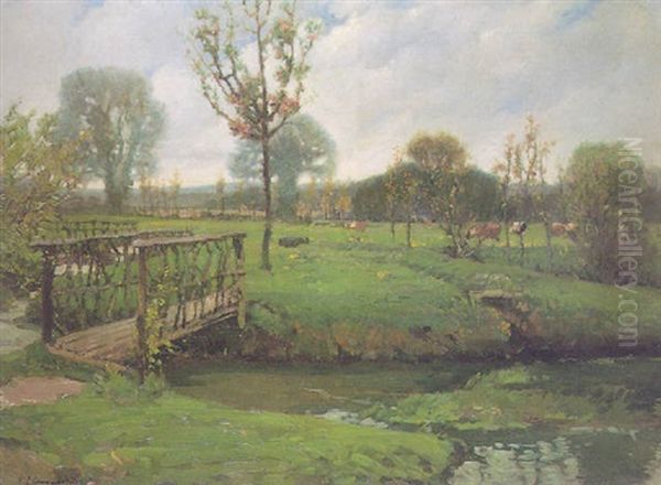 Meadow Landscape Oil Painting by Samuel John Lamorna Birch