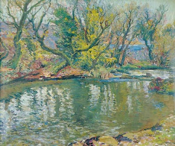The Pool In My Garden Oil Painting by Samuel John Lamorna Birch