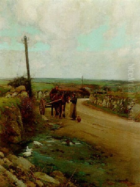 A Wayside Stream Oil Painting by Samuel John Lamorna Birch